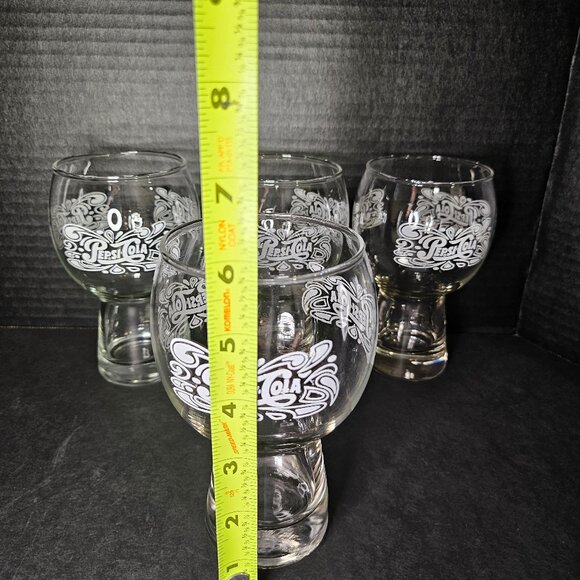 Set Of 4 Pepsi Cola Drinking Glasses Vintage Retro Soda Fountain 6" Tall - Picture 8 of 12